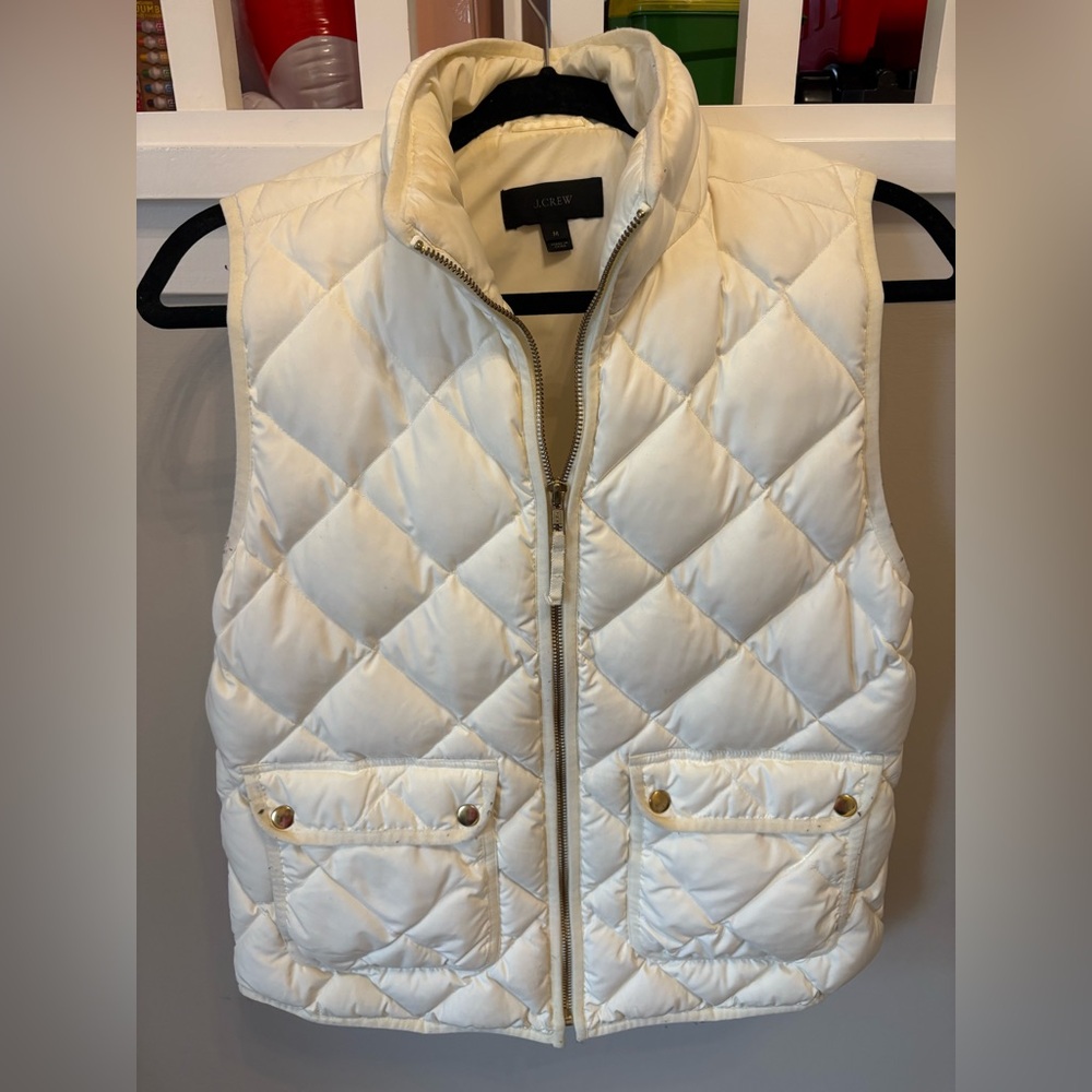 J. Crew Women's Ivory Quilted Vest